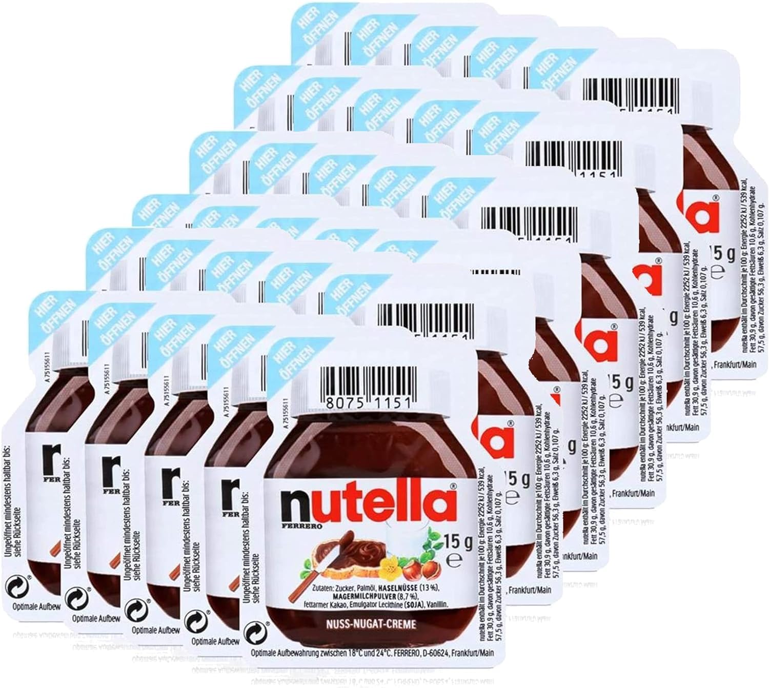 Deliex delicias de Extremadura. Lote 60 pequeñas porciones de 15 gr. Monodosis crema de avellanas y chocolate para untar