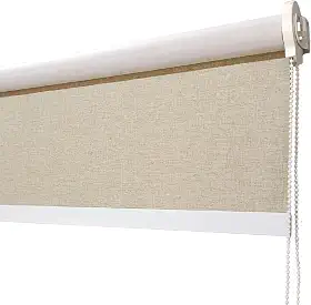 Cortina Persiana Rolo Blackout 100% (Cor Linho Bege - 1,50L x 1,50A - Sem BANDO) Acabamento Preto ou Branco Pronta para Instalação