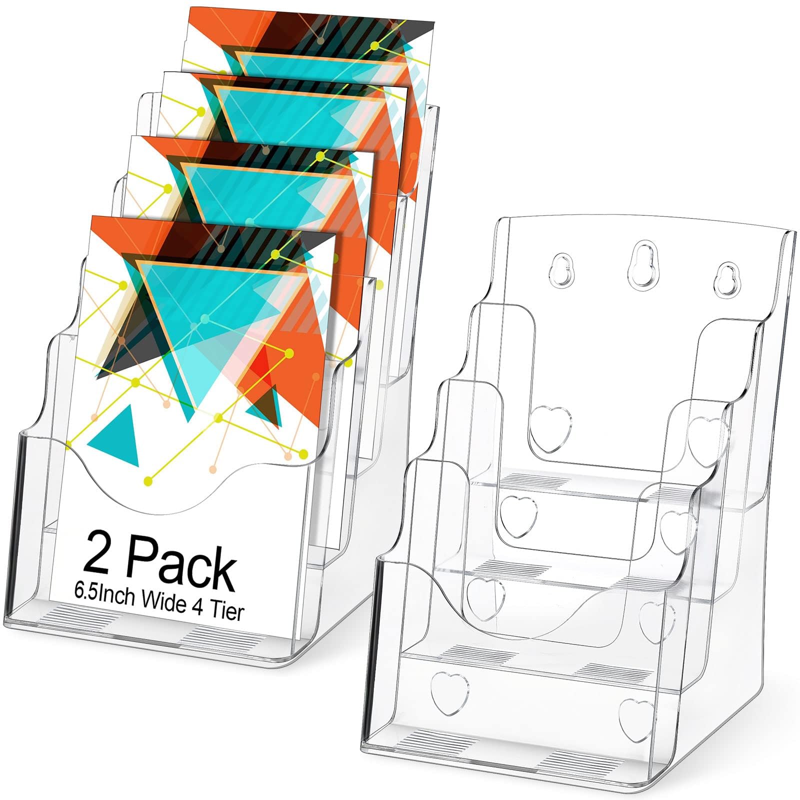 Sponsored Ad – Excefore 2 Pieces Brochure Display Stand - 4 Tier Clear Pamphlet Flyer Acrylic Magazine Holder for Wall Mount or Countertop (6.5 Inch Wide)