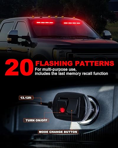 Miniatura 48 de HLauto Luces estroboscópicas de emergencia 6Z4J: luces de seguridad blancas rojas de 2 x 16.8 pulgadas, 48 luces LED intermitentes de advertencia