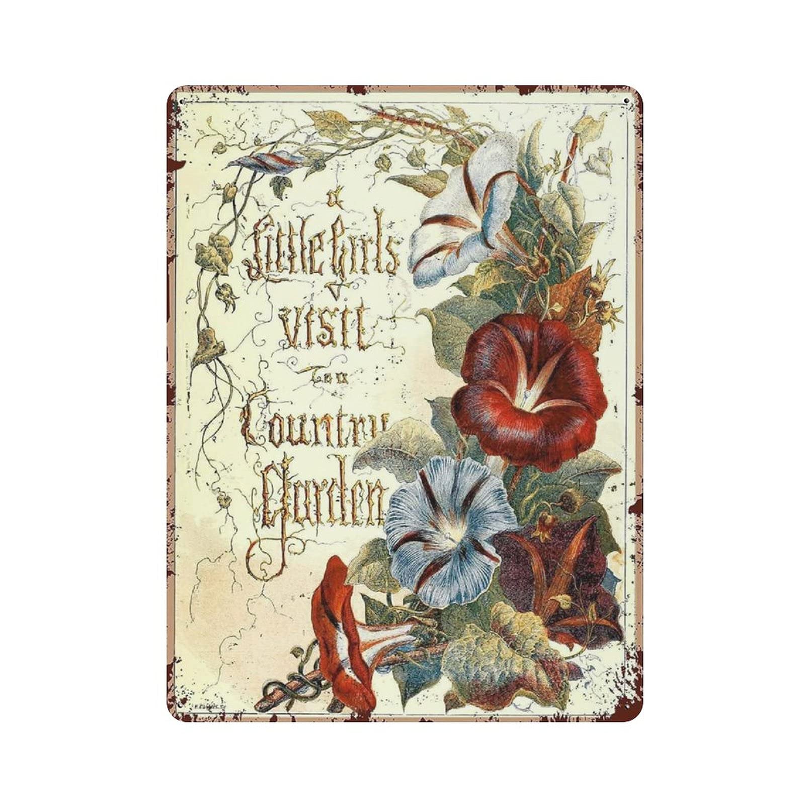 rayprint Botanical Metal Tin Sign Artwork Poster Outdoor Sign Vintage Decor Plaque Poster Cave Garage Pub Bar Kitchen Home Decoration 16"x12"