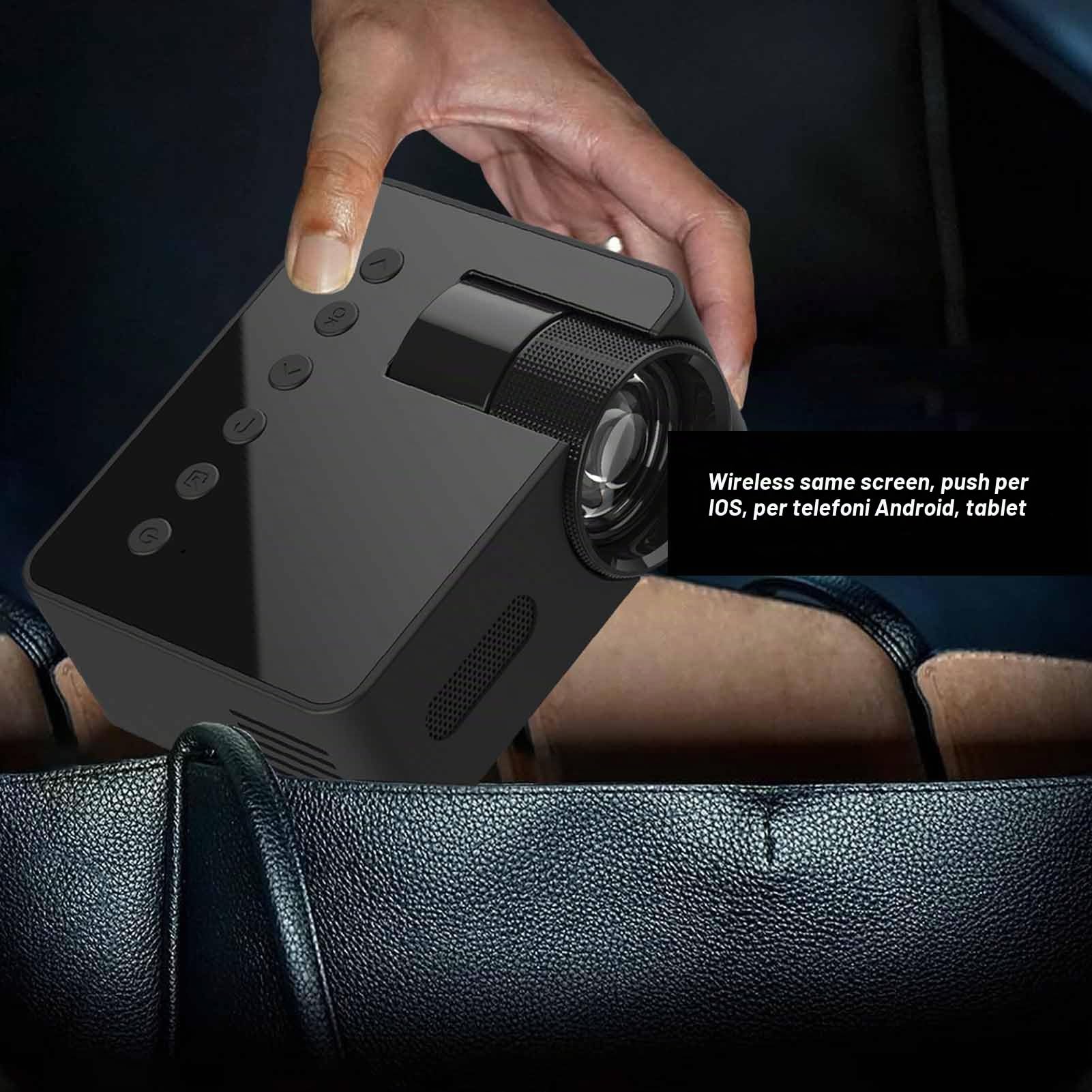 Mini Proiettore YT100, Videoproiettore Full HD 1080P, Proiettore Cinematografico Portatile per Esterni con Altoparlante 4Ω 2W, Proiettore Cinematografico per Telefono Home