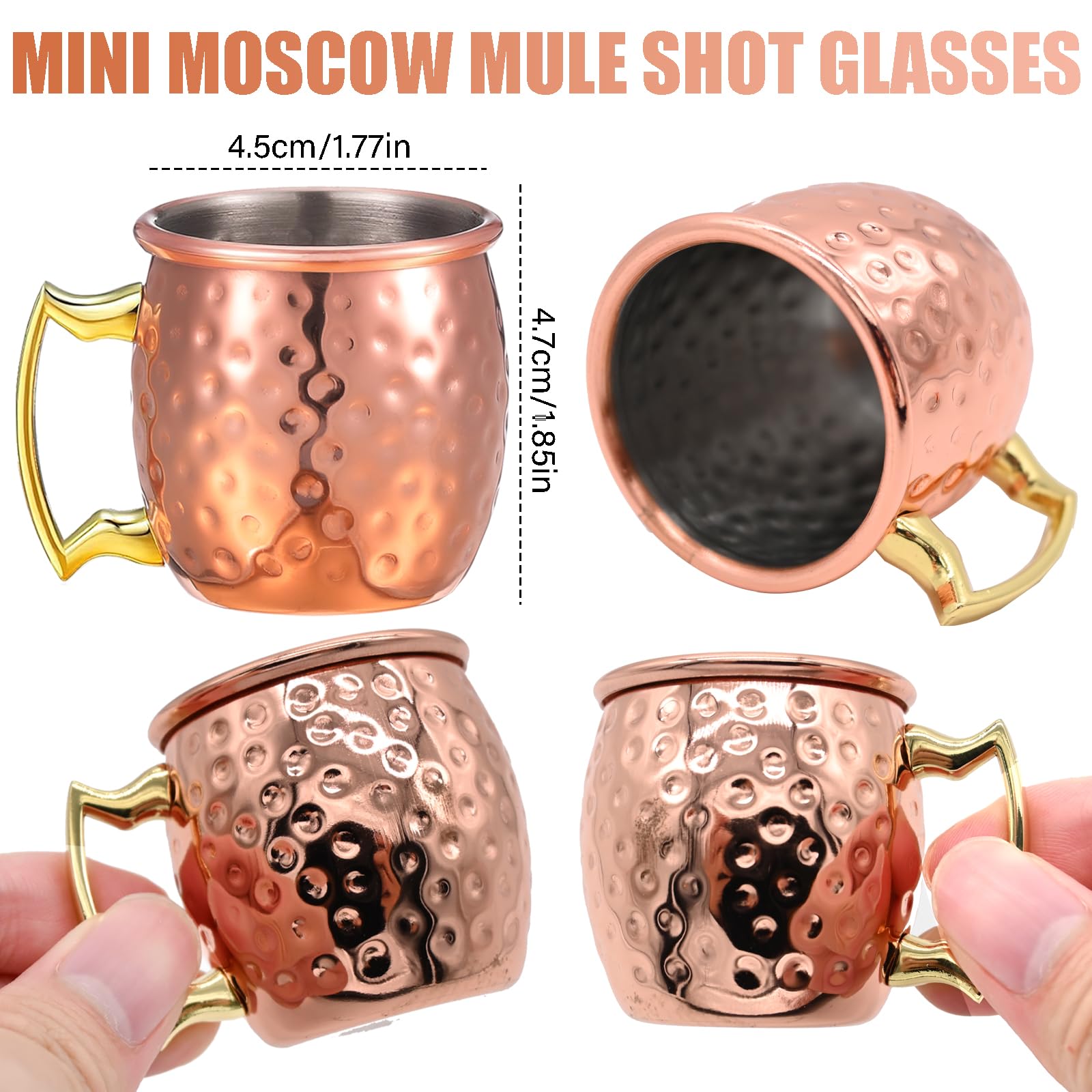 Yaure Joy 8 Pcs Mini Moscow Mugs 2 oz Mule Glasses Copper Cups for Home, Kitchen, Bar Drinkware (Rose gold)