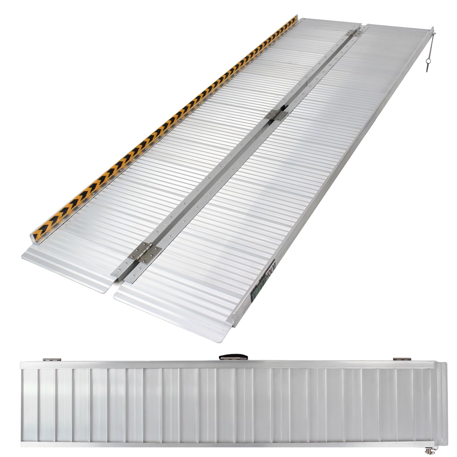 TRUTZHOLM Rollstuhlrampe klappbar, 213 cm, Aluminium, grau, geriffelt