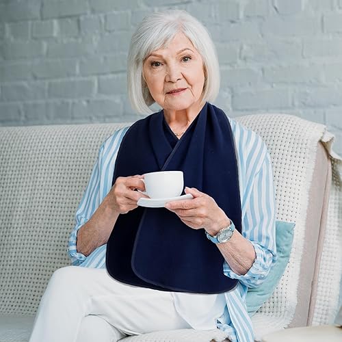 Miniatura 5 de 6 unidades de baberos para adultos, bufandas para comer, dignidad, comedor, bufanda, baberos para personas mayores lavables (azul)