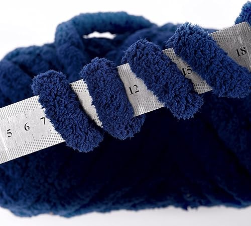 Miniatura 2 de Hilo de chenilla de punto grueso súper suave, gigante, para manta de punto, sombrero de tela, decoración del hogar, color azul marino, 0.55 libras