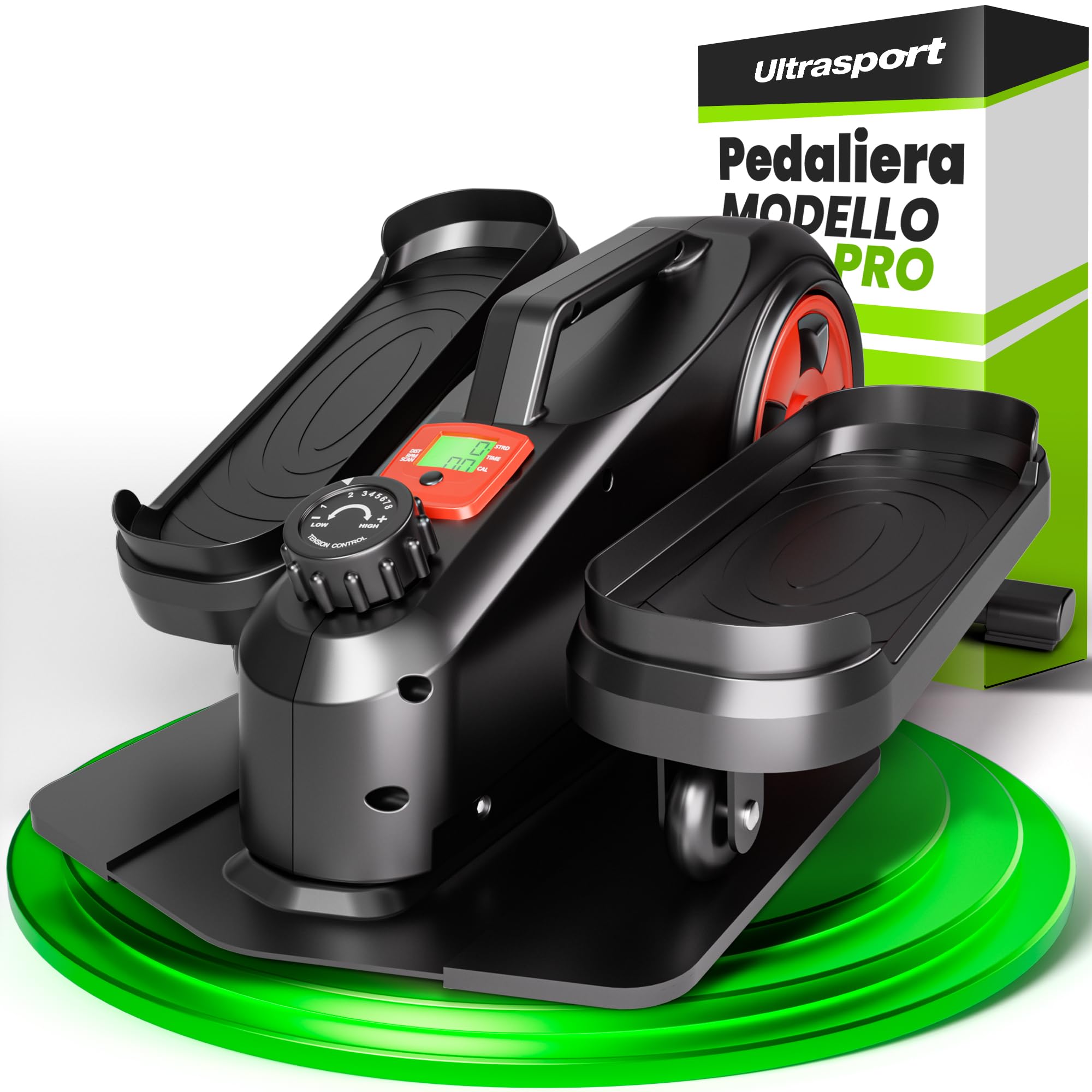 Ultrasport Stepper per casa, mini stepper fitness, 2 in 1, con corde di alimentazione e display LCD, per fitness a casa, mini stepper