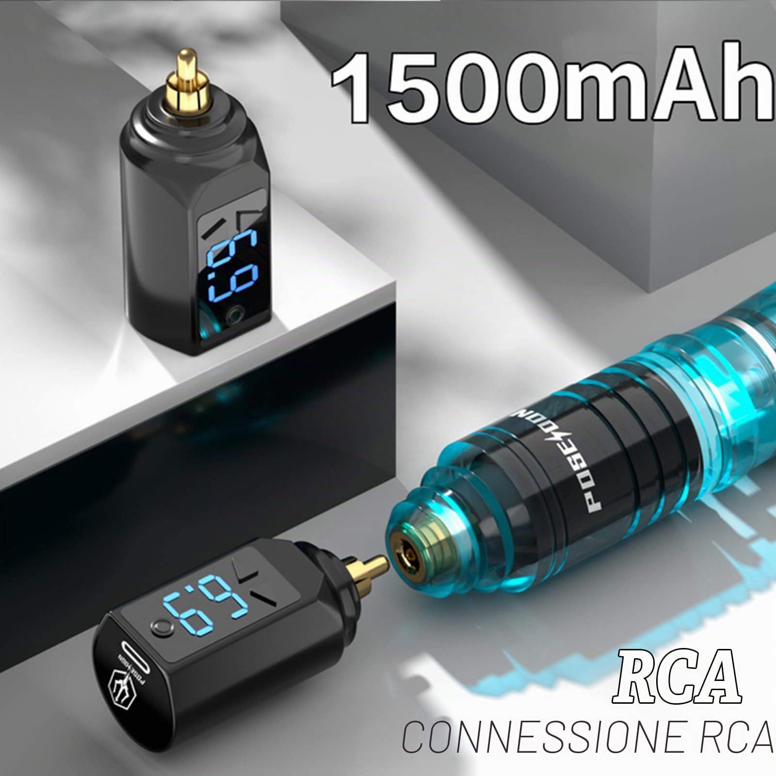 POSEIDON Kit Rotary Tattoo Machine con 20 aghi per cartucce per tatuaggi, set di inchiostri e 2 batterie | Dispositivo professionale per tatuaggi per principianti | Kit completo (HM142)