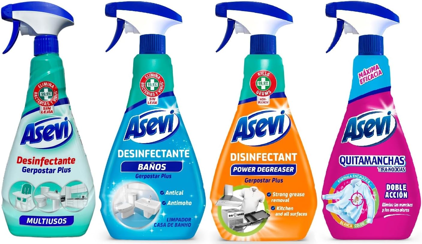 Asevi Spanish Cleaning Spray Bundle (4 x 750ml) Bathroom, Kitchen