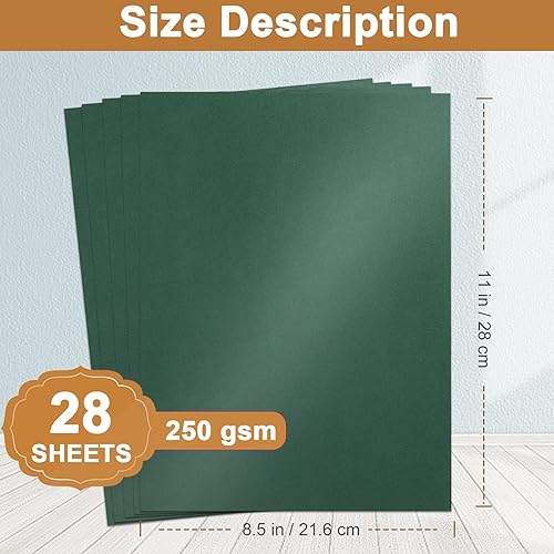 Miniatura 64 de 28 hojas de cartulina dorada brillante de 8.5 x 11 pulgadas, papel metálico de 8.82 oz/m²/92 libras para hacer tarjetas de bricolaje, aniversarios