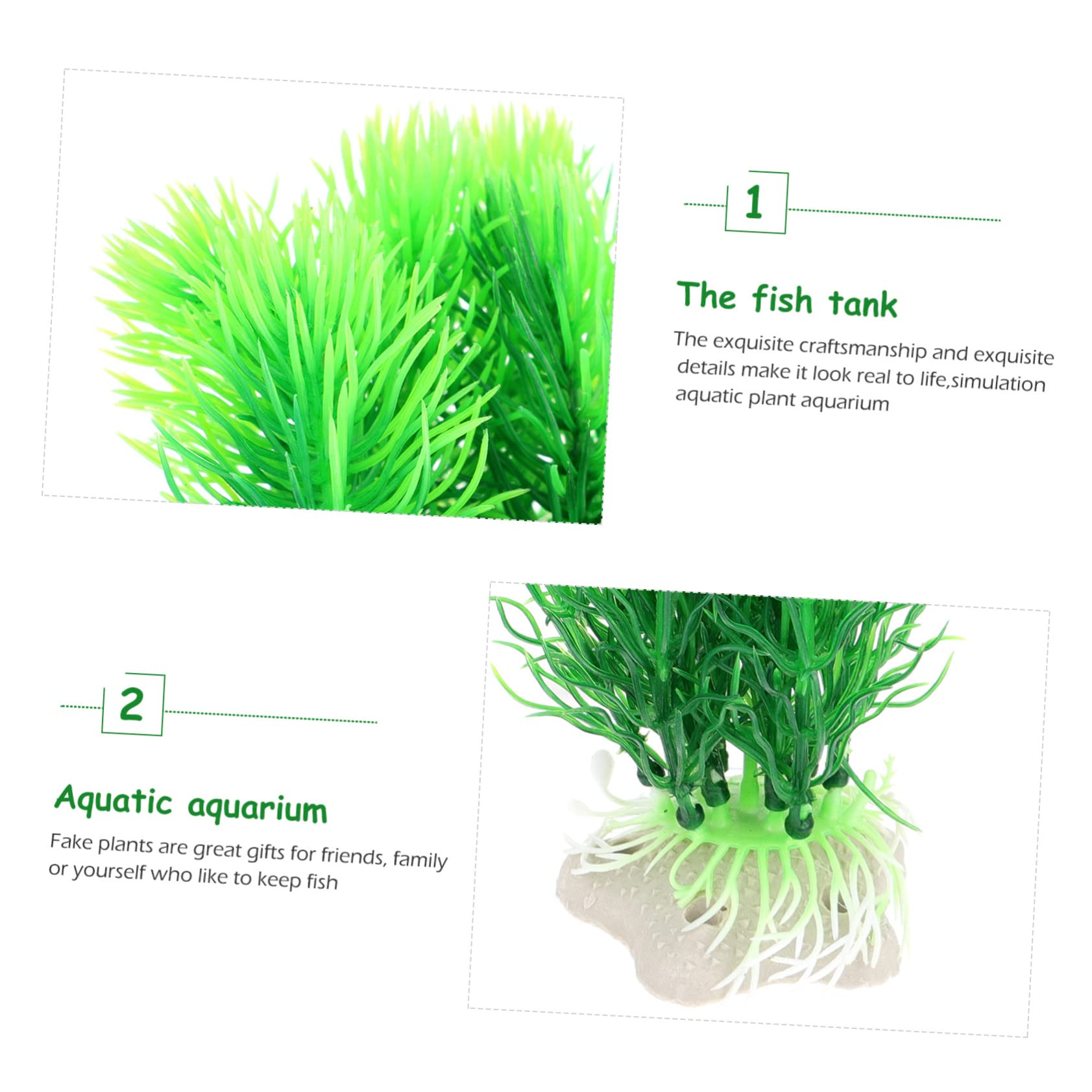 2 Pack Artificial Aquarium Grass Plants - White Realistic Fish Tank Decor, Safe Plastic Embellishment