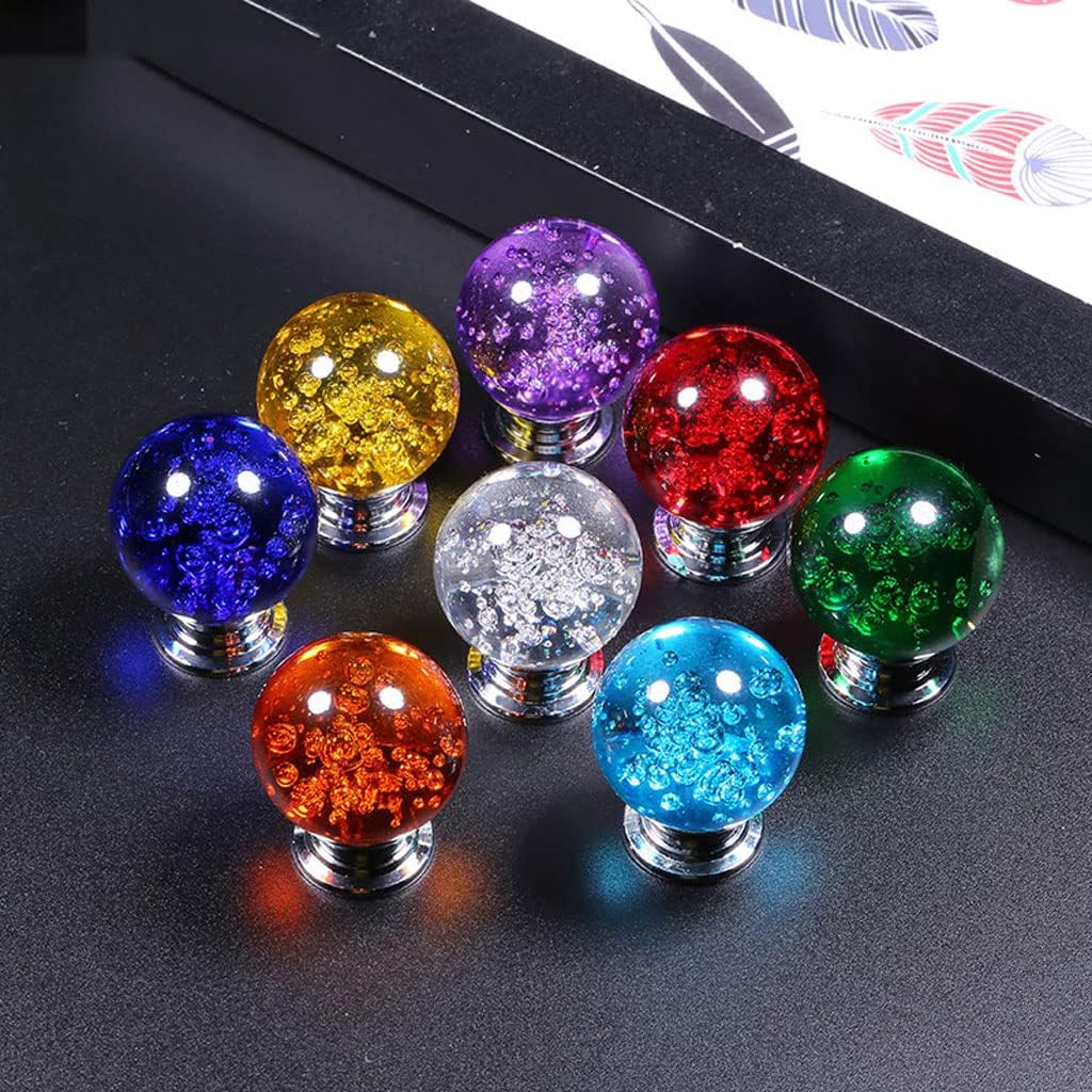 30mm Cabinet Door Handles Multicolor Round Crystal Bubble Ball Drawer Knobs Wardrobe Handles Furniture Knob Kitchen Door Pulls (Color : E)
