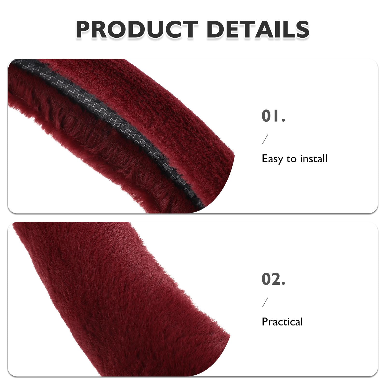 Warmer Plüsch Lenkradbezug 38cm Rot für Auto und LKW