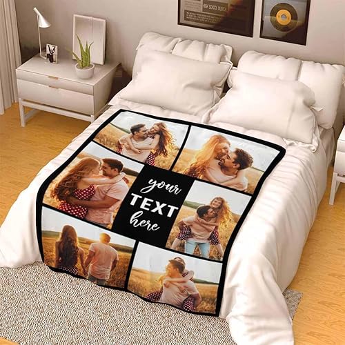 Miniatura 2 de Manta personalizada con collage de fotos de texto para regalos de parejas, manta de fotos personalizada con tus propias fotos, Navidad, cumpleaños,