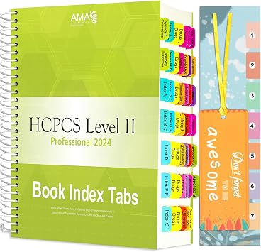 Index Tabs for HCPCS Level II Professional 2025/2024 Edition American Medical Assn, Color Coded Laminated Tabs with Alignment Card, Bookmarker, 48 Important Sections Guidelines Tabs Book not Included