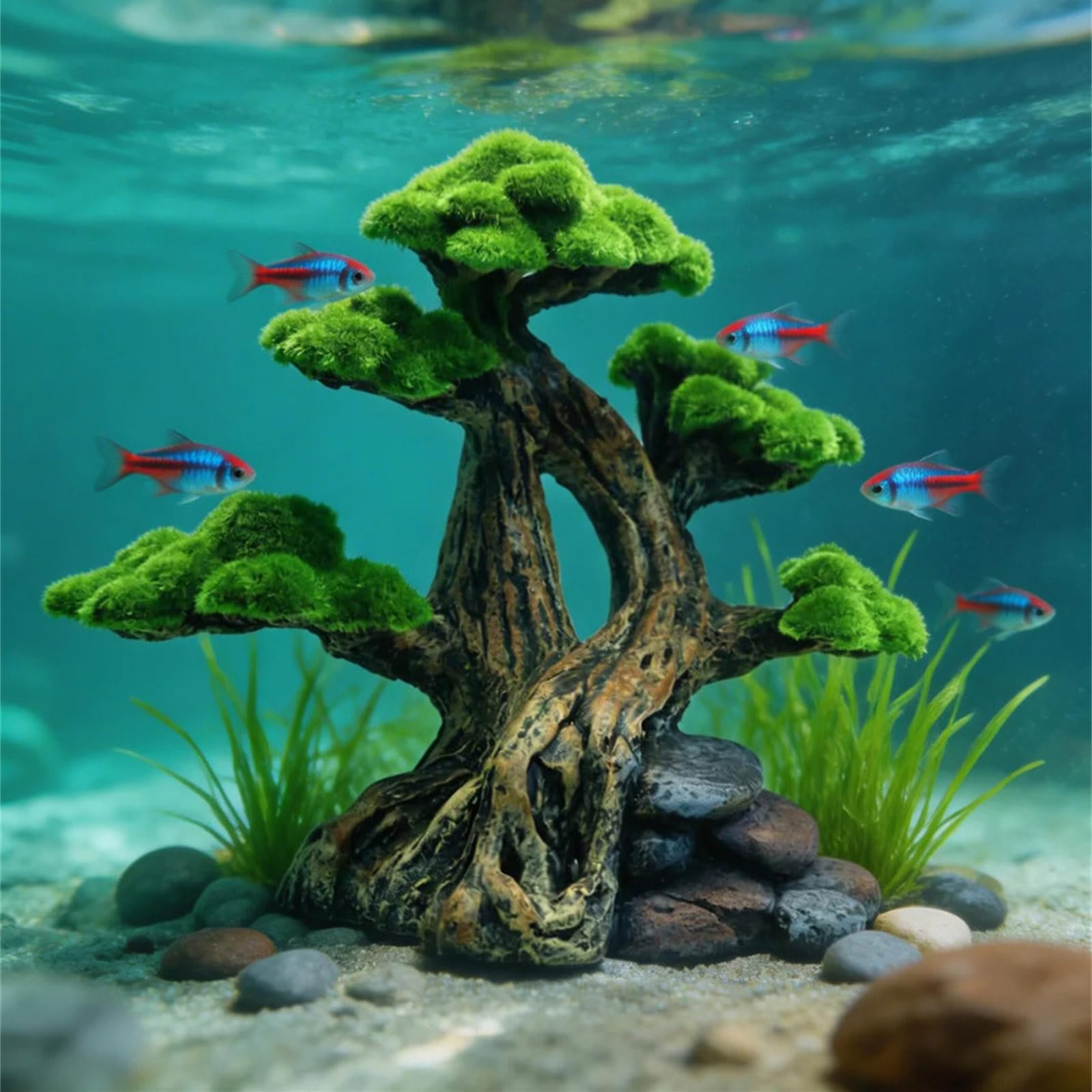 Albero muschio artificiale Acquari Decori Resina Pianta acquatica Simulazione Albero per Aquascaping Acquari Decorazione paesaggistica Acquari Ornamento
