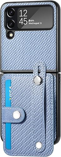 Miniatura 7 de Asuwish Funda de teléfono para Samsung Galaxy Z Flip 4 5G 2022 y accesorios para celular con correa para la muñeca, soporte para tarjeta de crédito,