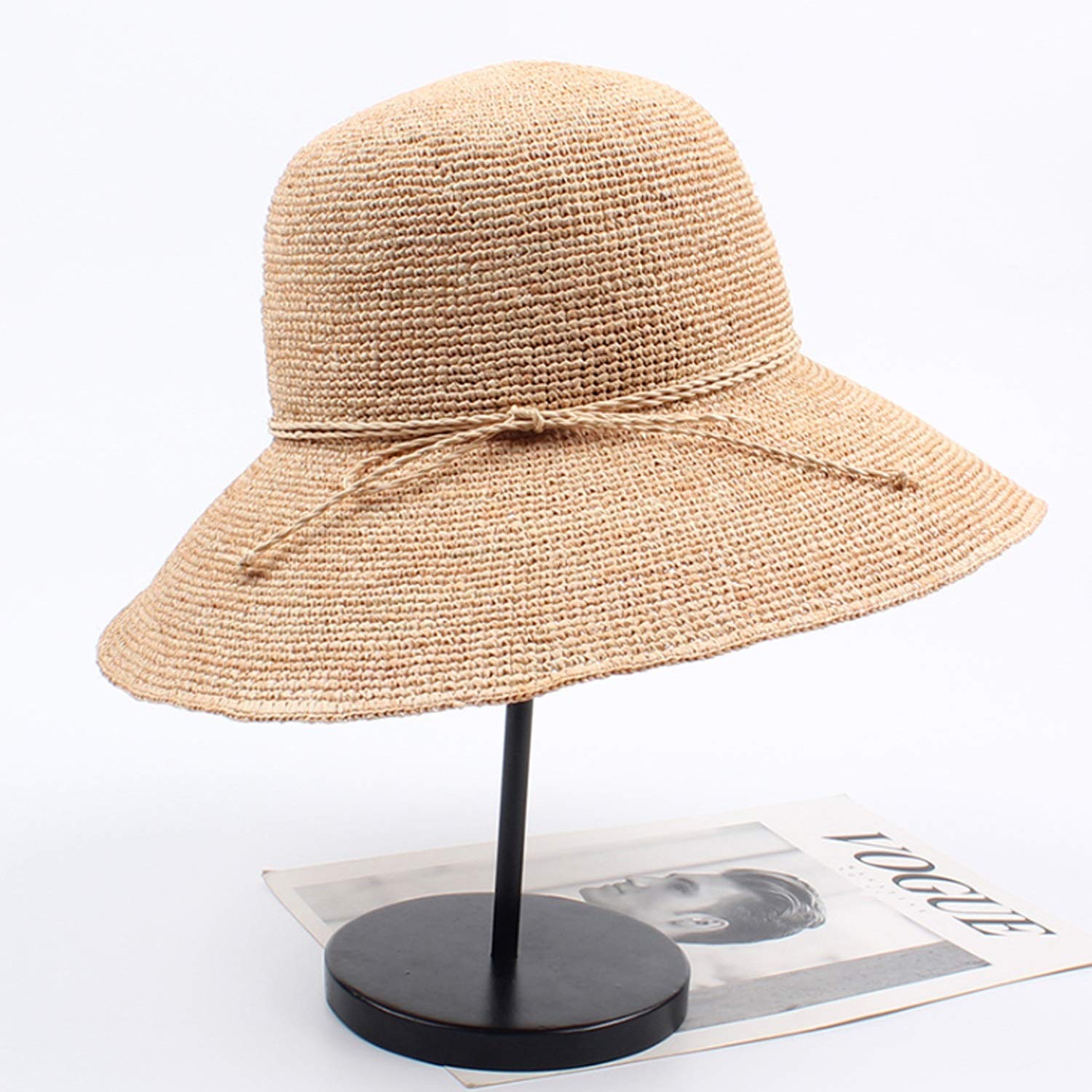 Sombrero de Paja de Lafite Hecho a Mano de Hecho a Mano de Hombre Sólido Transpirable Sombrero Plegable Sombrero de Paja Primavera Y Verano Sombrero Sombrero Sol Pescador Sombrero Pescador