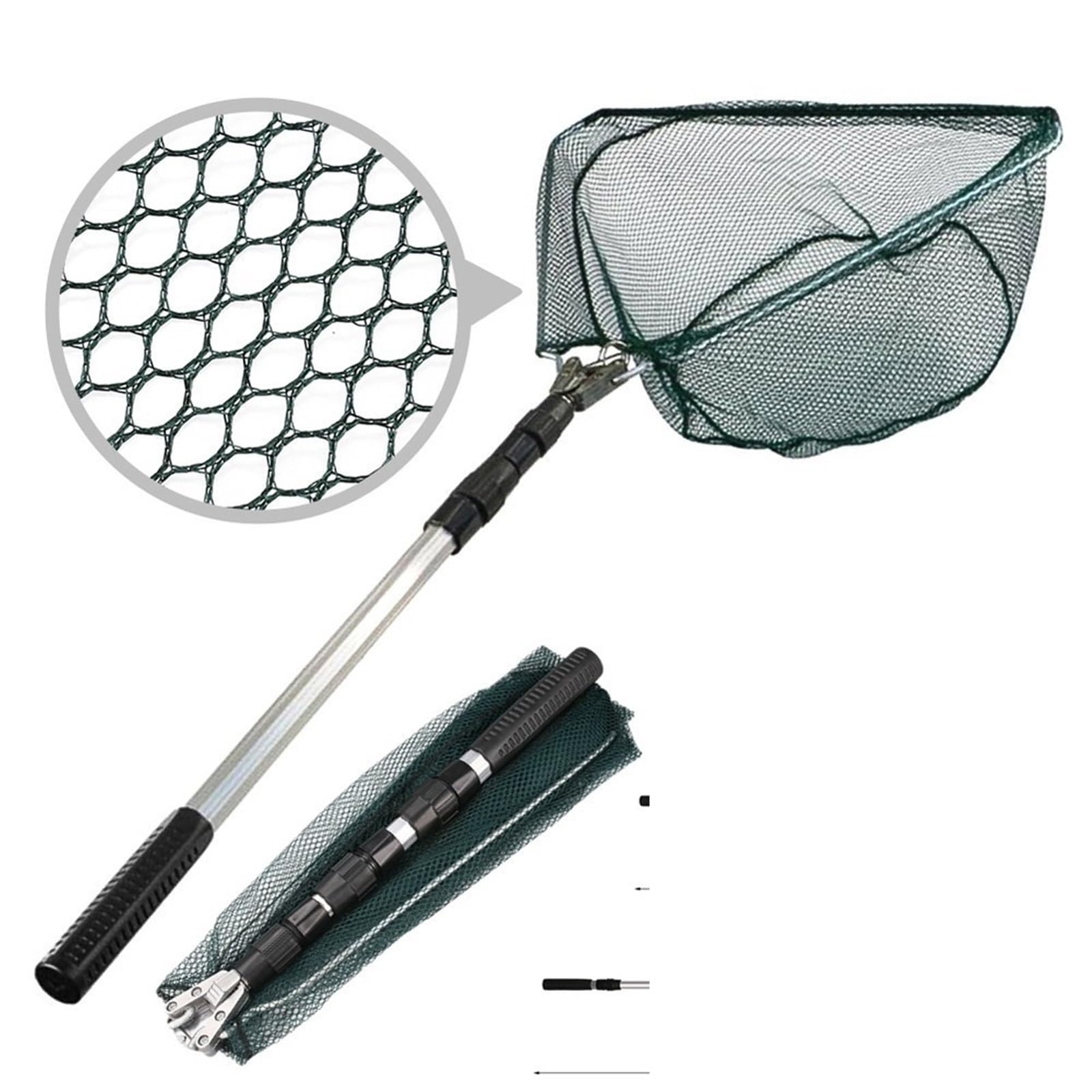 Guadino da Pesca telescopico in Lega di Alluminio Che Si estende Fino a 190 cm/130 cm/55 cm Rete Pieghevole Cattura sicura dei Pesci Rilascio per laghetto