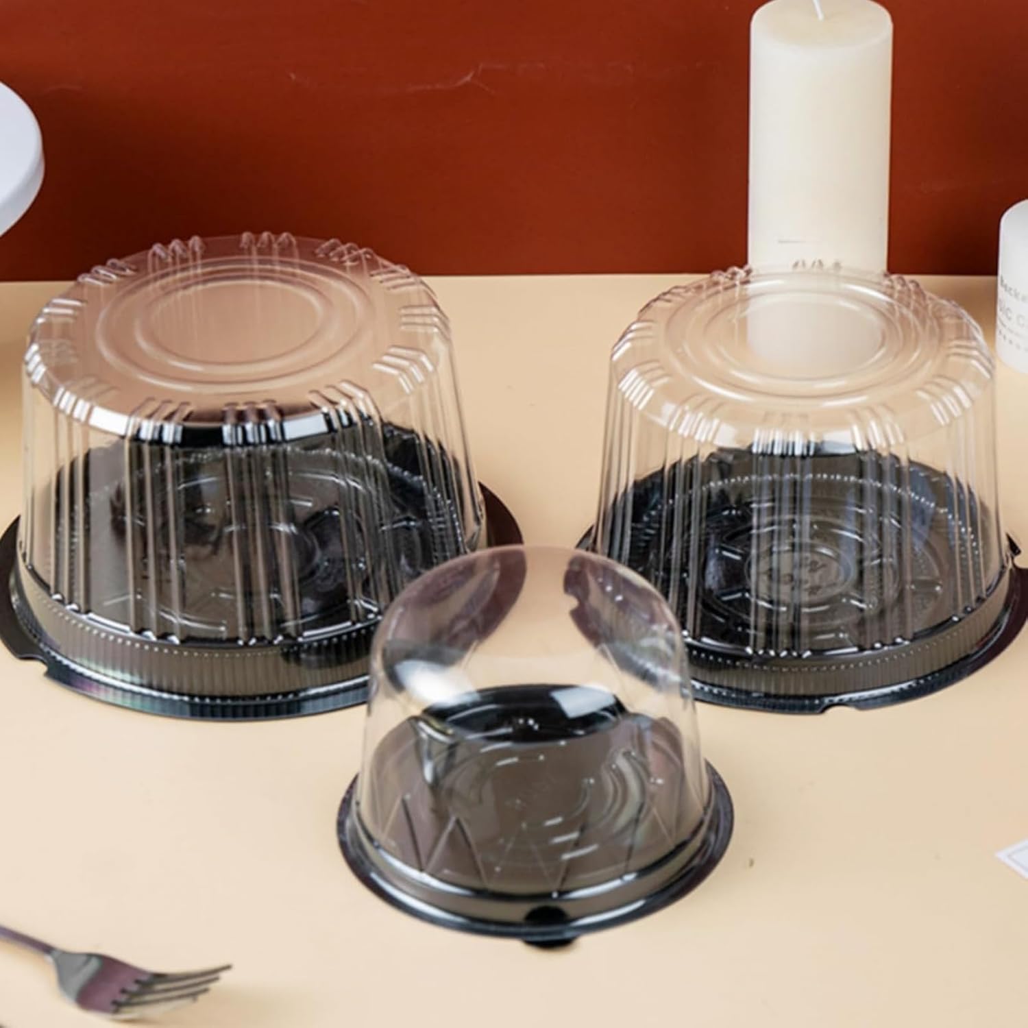 Yinxiufa 50個 ケーキボックス 使い捨て 3-8インチ 蓋付き 透明 クリアプラスチック クッキーマフィンドームボックス