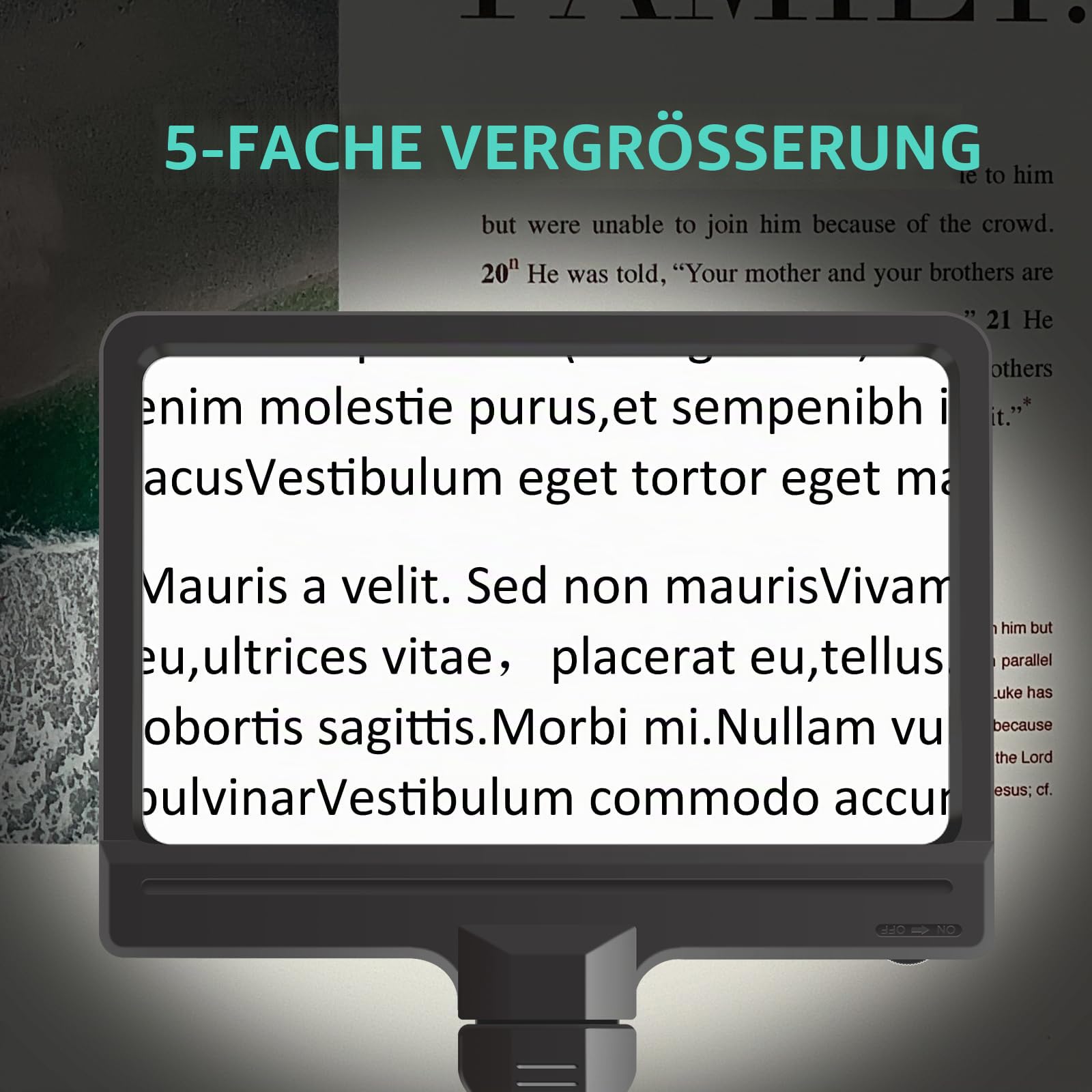 Lupe mit Licht und Ständer, Lampe LED 5-Farbmodi, stufenlose dimmbare, einstellbare Schwenkarm beleuchtete Lupe für Handwerk, ästhetisch, Ground Round