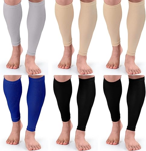 6 pares de calcetines de compresión para piernas para mujeres y hombres, soporte de piernas sin pies para correr, ciclismo, espinillas, hinchazón,