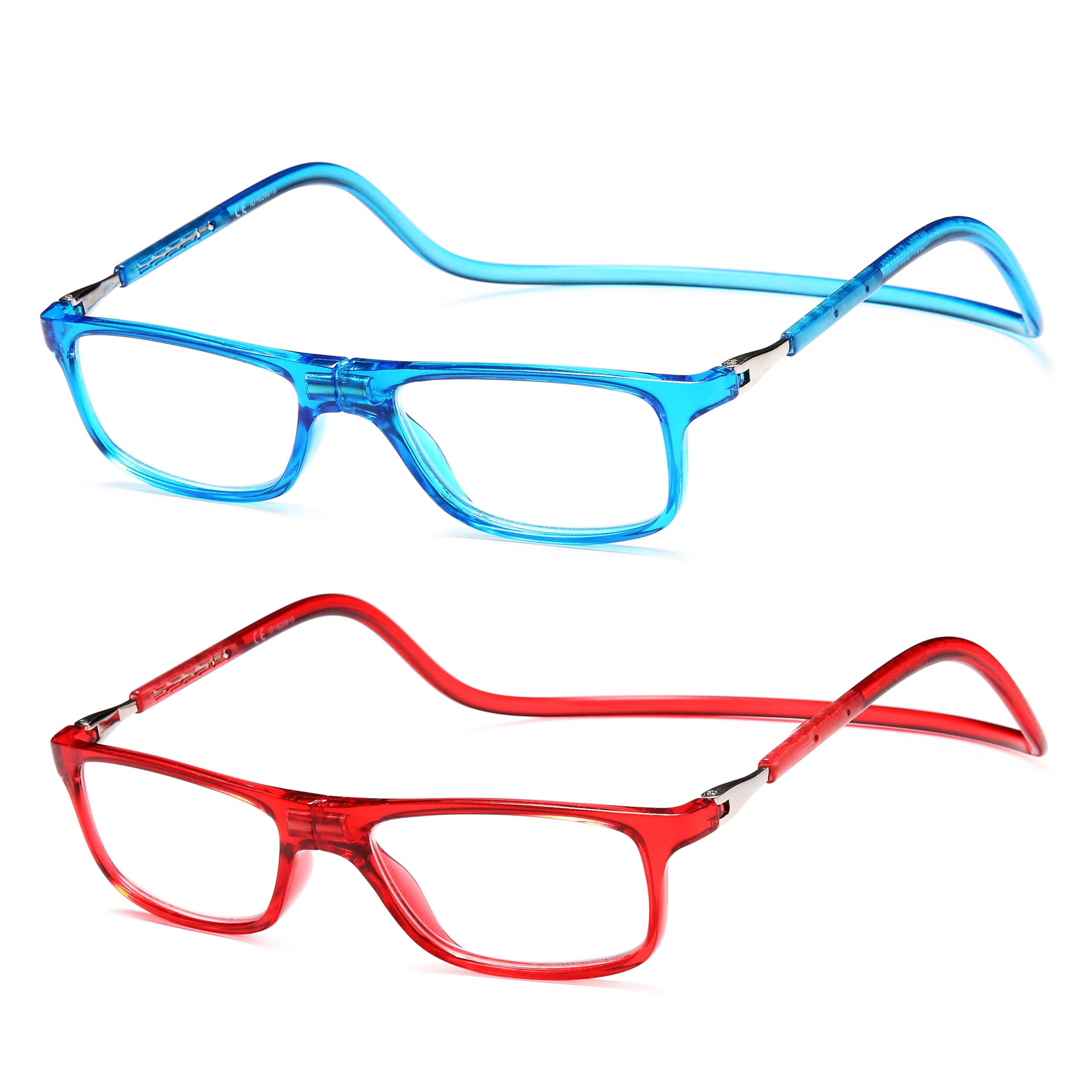 NEW VISION 2 Pack Occhiali Da Lettura con Calamita, Occhiali con Calamita Da Vista NV2904, Occhiali Calamitati Da Collo, Occhiali Lettura Calamita per Uomo e Donna (Br, 2, x)