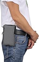 Vista 7 de Funda de hombro para hombre para teléfono celular, cintura vertical para teléfono celular, color gris, funda con clip para cinturón de teléfono