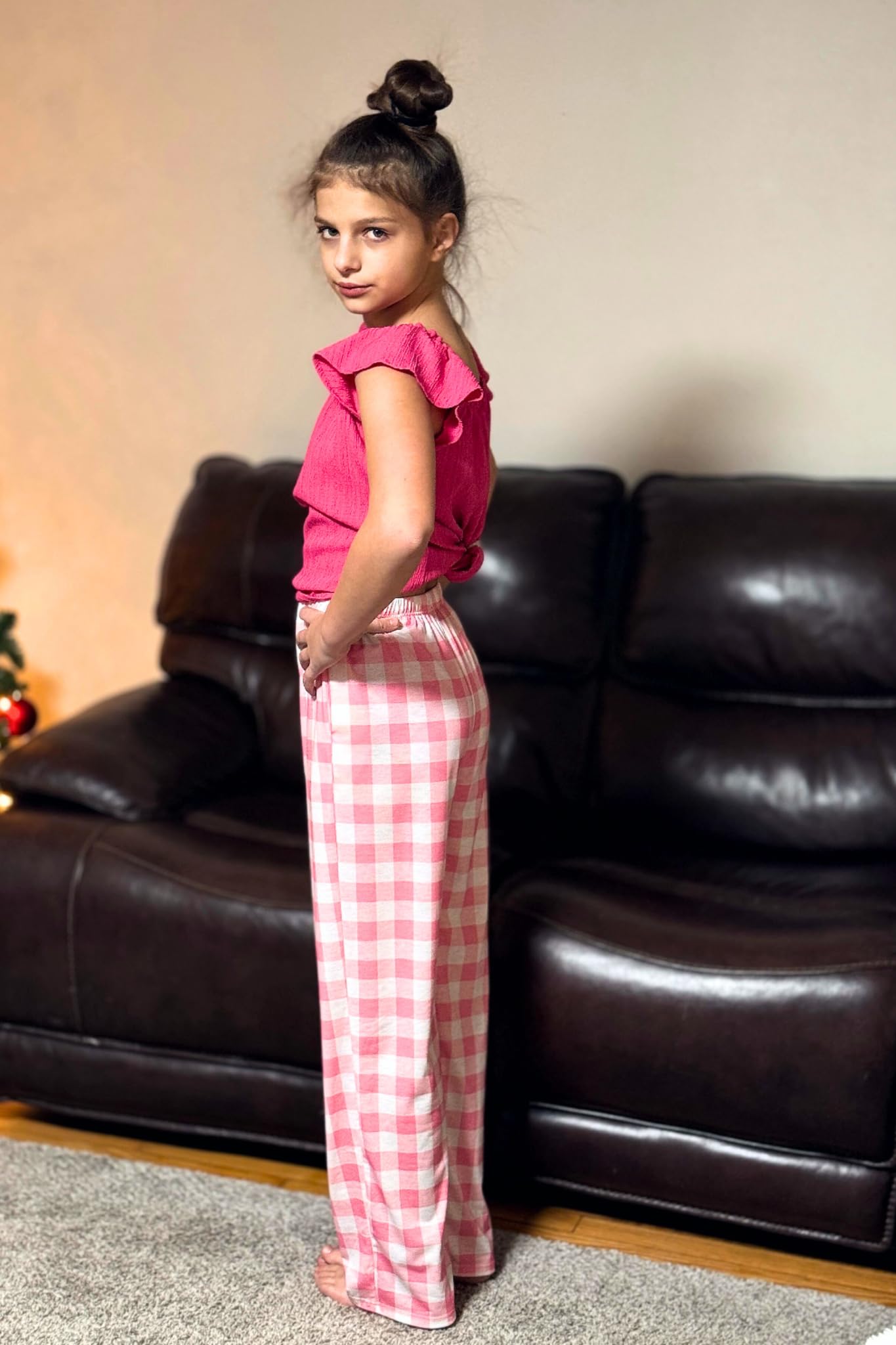 Ekouaer Pantalon de pyjama doux pour fille avec motif imprimé mignon, pantalon long confortable avec 2 poches