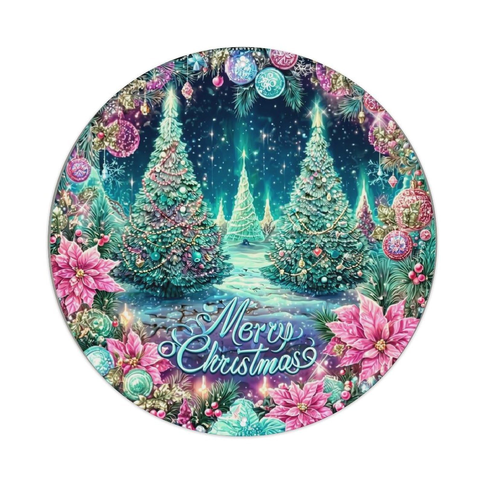 Christmas Trees Snowflakes Ornaments Poinsettias Stars Tin Sign Metal Poster Vintage Metal Signs for Home Man Cave Bar Cafe Kitchen laundry room Wall Decorations Gift 8x8Inch