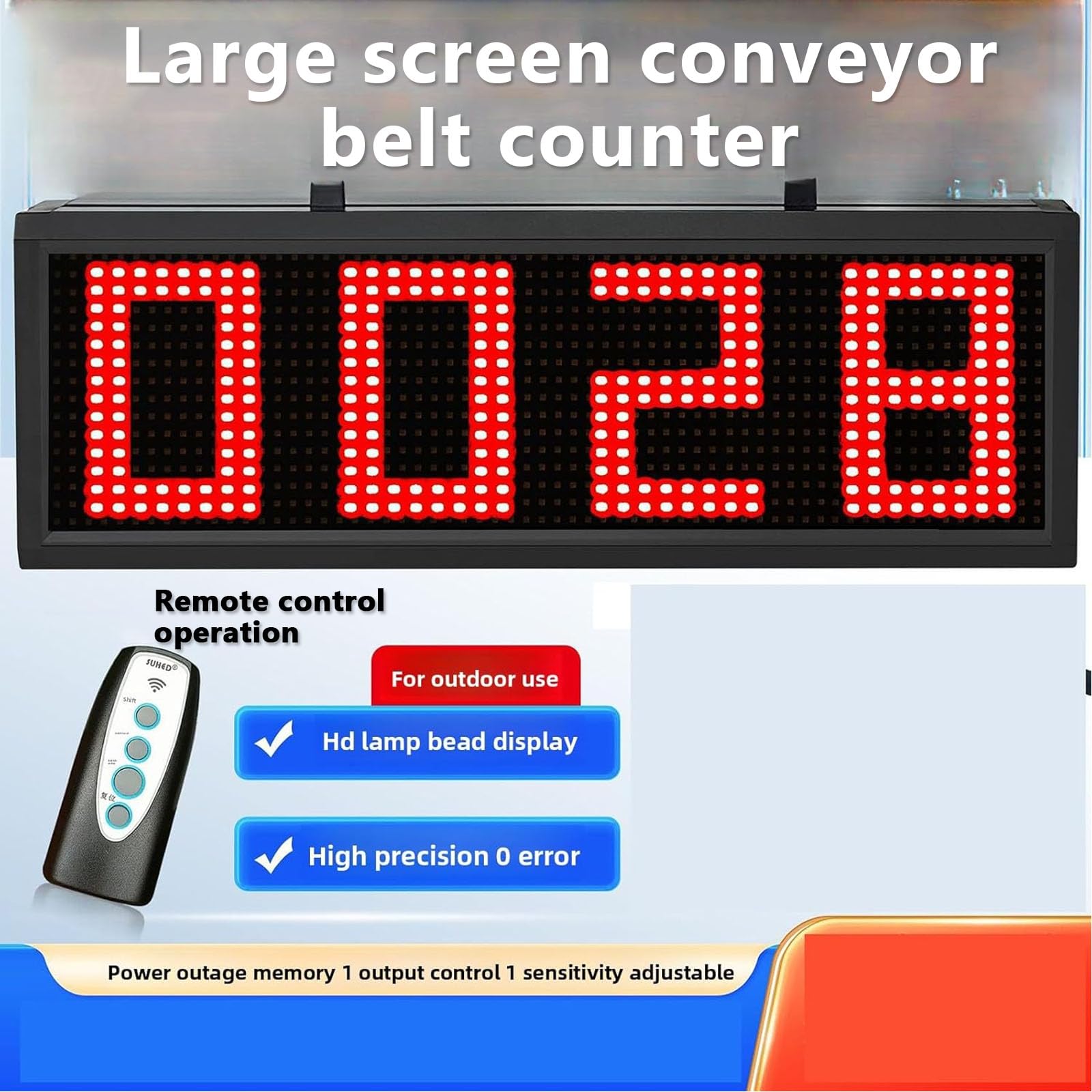 Compteur numérique LED à 4 chiffres, affichage de la distance d'induction de 70 cm, mémoire de panne de courant, pour le comptage de pièces de production