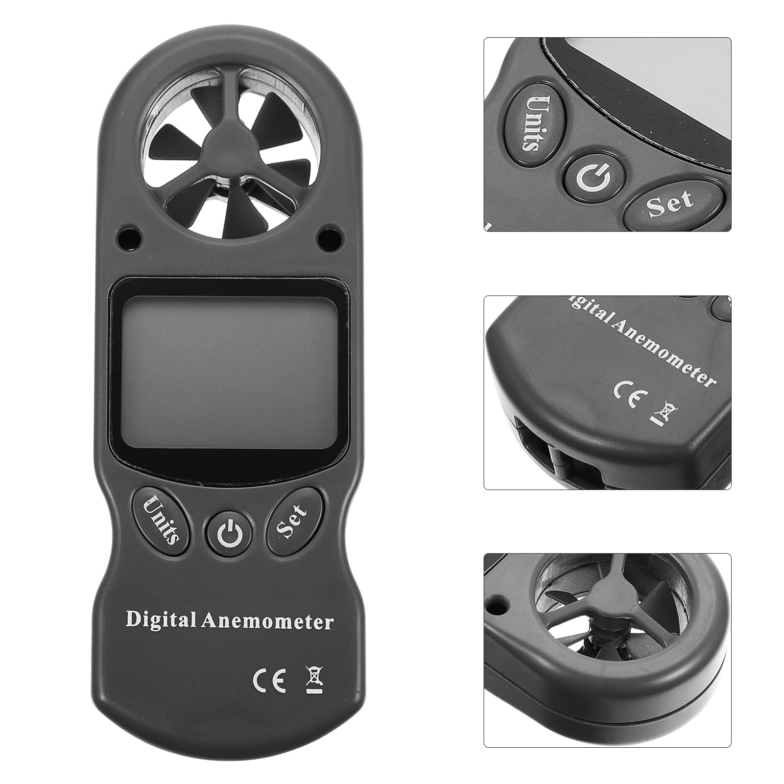 GLEAVI Higrotermógrafo Digital Portátil con Medición de Velocidad del Viento, Resistente Plástico Negro y Bolsa de Almacenamiento para Industria Aeronáutica