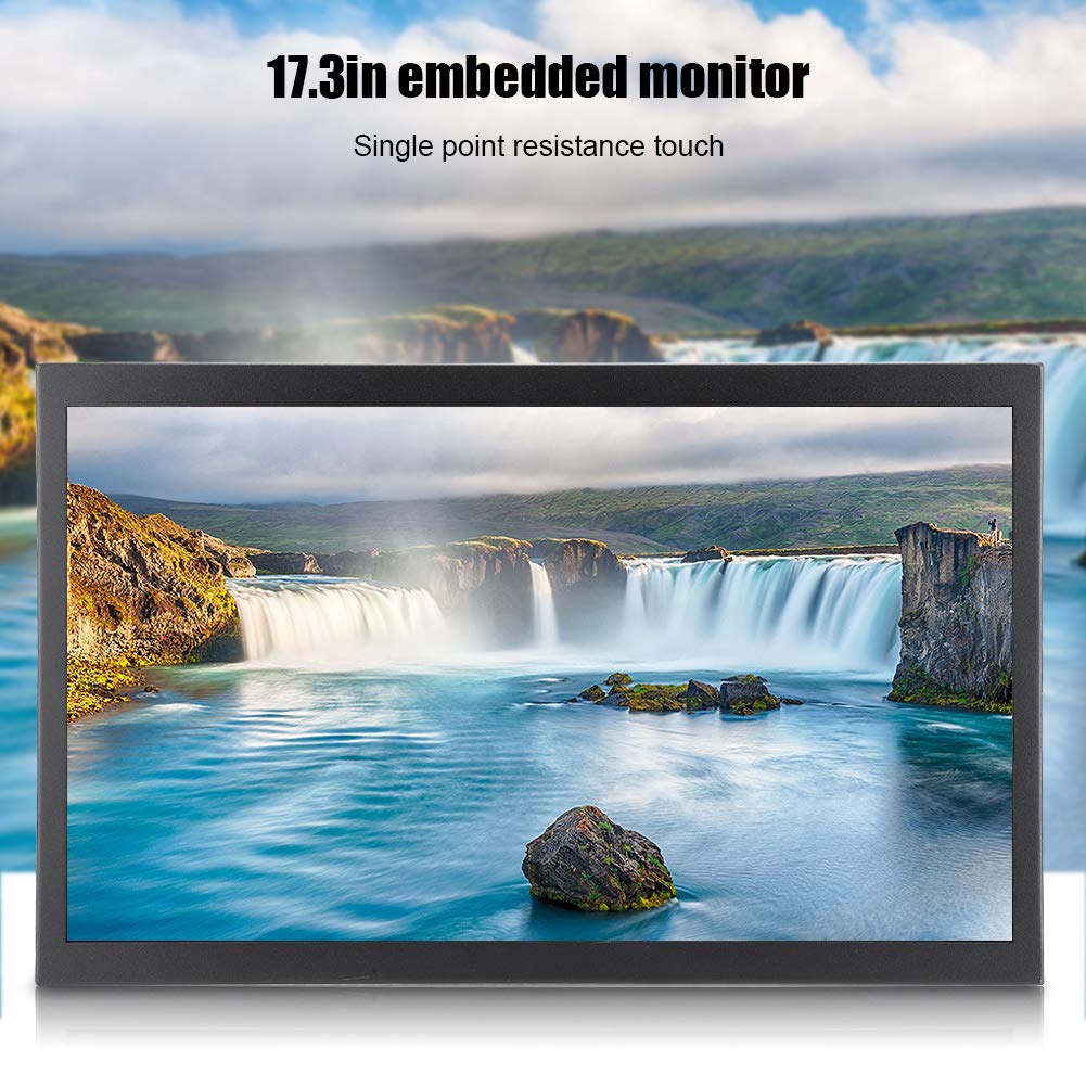Bewinner Monitor Portatile 17.3 Pollici, 1920x1080 Full HD Monitor Schermo Esterno con HDMI VGA AV USB, Touchscreen TFT Monitor Industriale in Metallo per PC, CCTV, PC Portatile