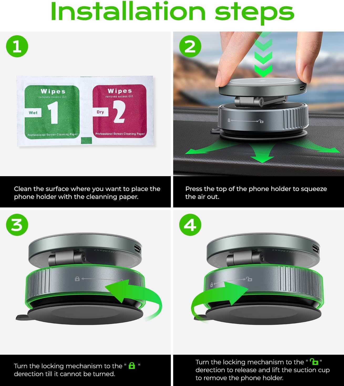 Meifigno for MagSafe Car Mount Charger, 15W Wireless Charger Stand with Vacuum Suction Cup, Magnetic Phone Holder for Car, for iPhone 17 Pro Max 16-12 & Android, 360°Adjustable & Foldable Phone Stand - Image 2