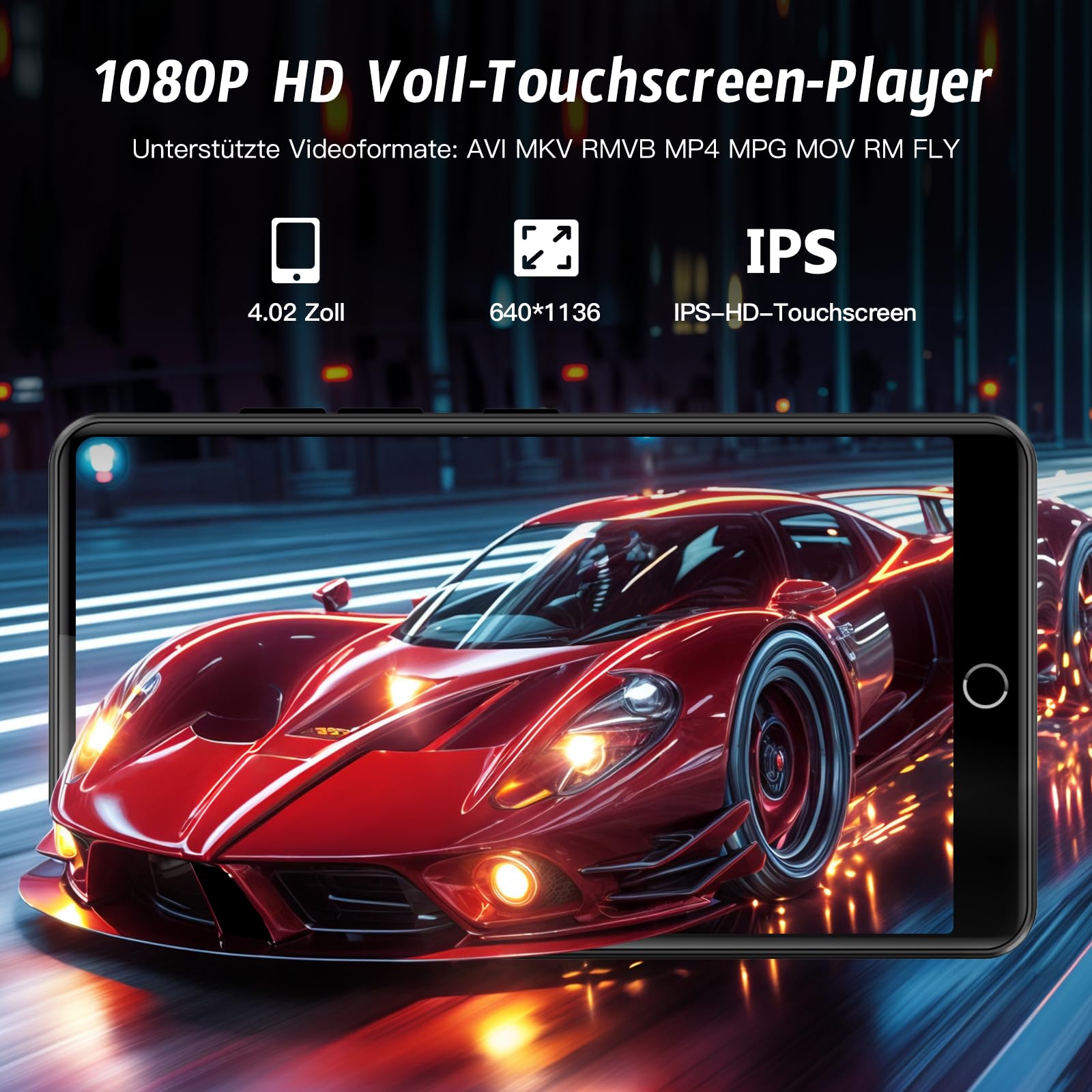 32GB MP3 Player mit Bluetooth und WiFi, 4.02“ IPS HD MP4 Player mit Lautsprechern, Musik Player für Kinder mit Android 13 OS, Android MP4 Player mit Spotify, Play Store