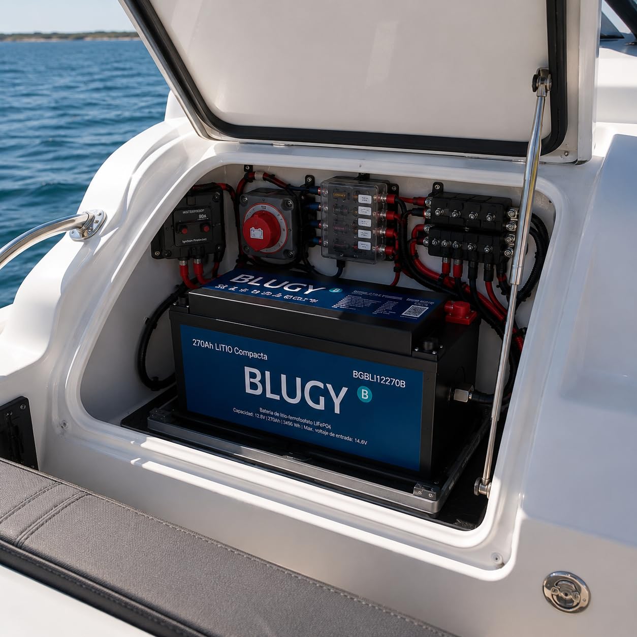 Batería de Litio LiFePO4 12V 270Ah para Autocaravana, Camper, Caravana, Barco y Vehículos Recreativos, Larga Duración +4000 Ciclos, Ligera y de Alto Rendimiento, con BMS