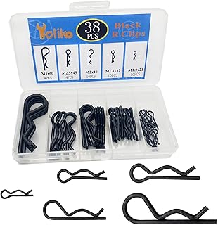 Yoliko 38 Pcs Hitch Pin Clip R Clips Retaining Pins Tractor Cotter Pin Hair Pin Assortment Iron Black Zinc-plated Spring Clip Retainer Pins keeper Pins Kit for Dolly Pins/Trailer Pin Clips Replacement