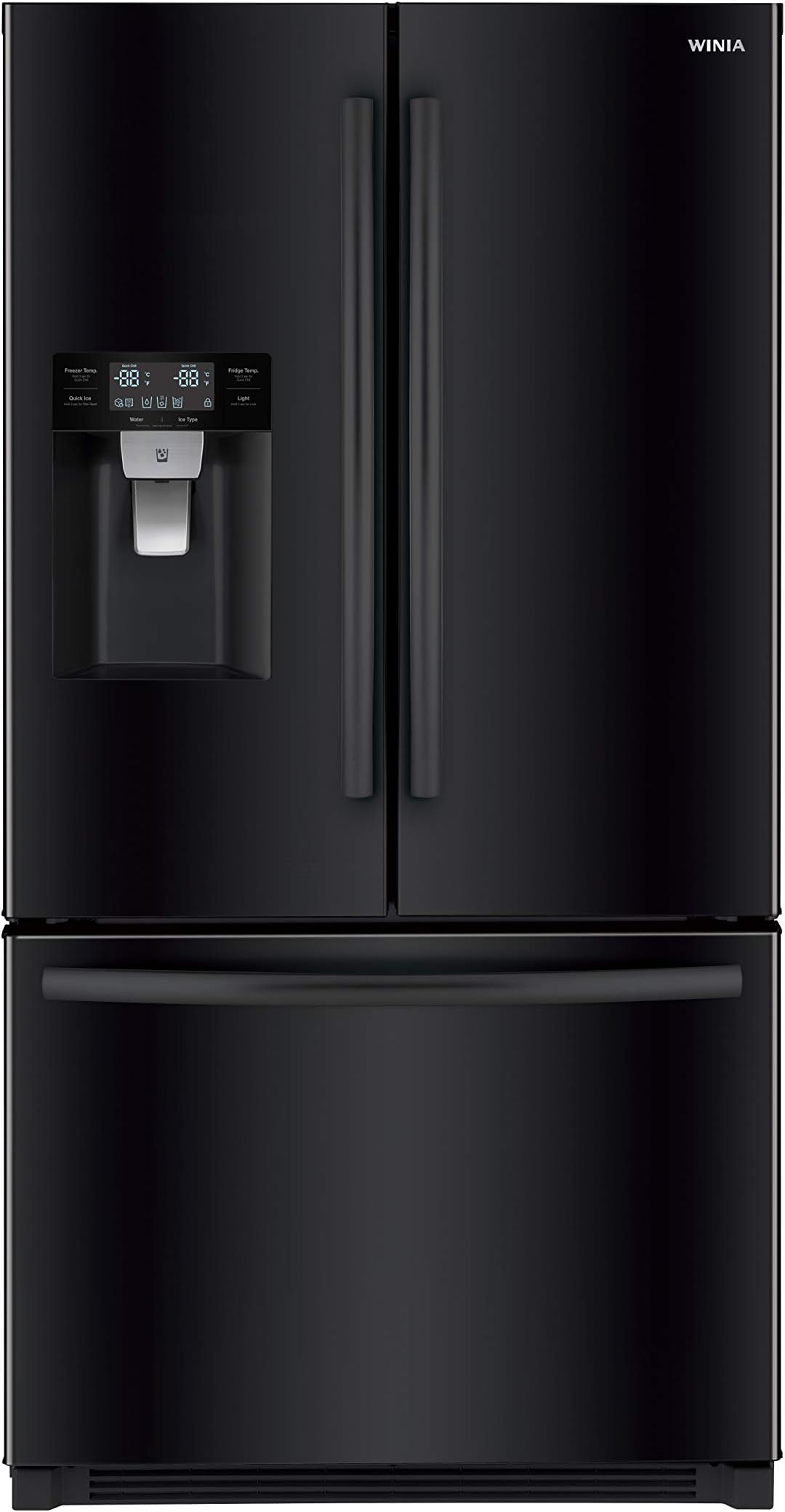 WRFS26DBCE French Door Bottom Mount Refrigerator, 26 Cu Ft, Black