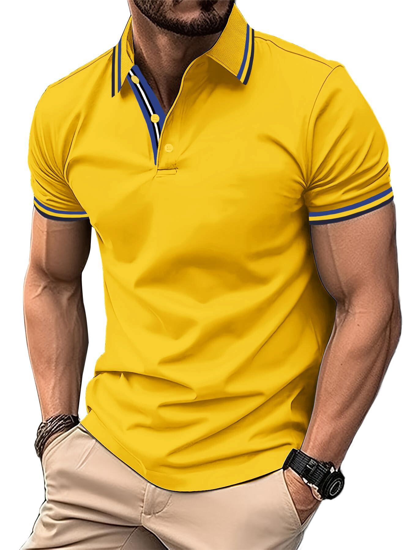 SwissWell Camiseta de Polo Masculino de Manga Corta Transpirable Tenis Golf Polo de Ocio de Verano Camiseta de Secado rápido Hombre normal