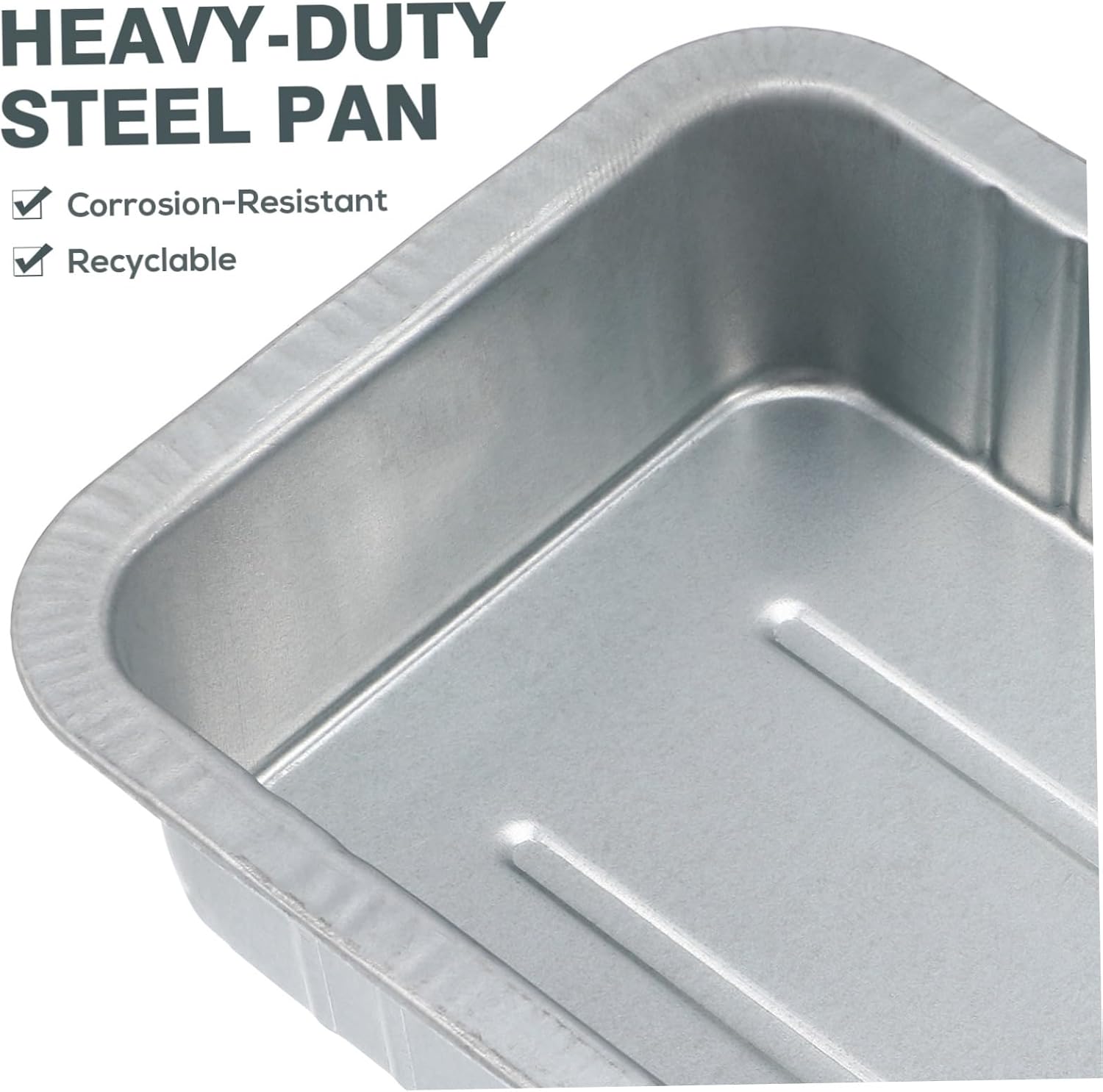 Amosfun Steel Oil Drain Pan Waste Engine Oil Collector Durable Drip Tray for Car Repair High Capacity Fluid Change Tool Silver