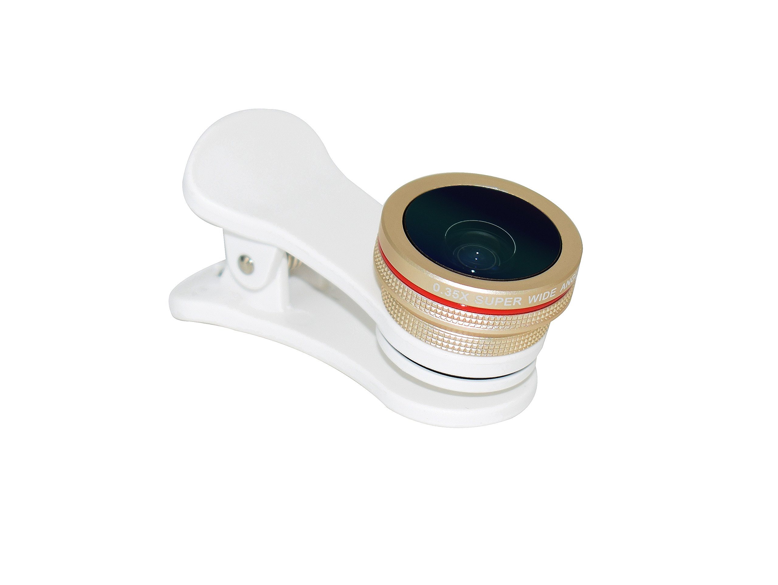2-in-1 Professional Camera Lens Kit with 0.35x Super Wide Angle Lens + 15x Macro Lens, Clip-On Cell Phone Lens for iPhone 8, 7 Plus, 7, 6s & Most Android Smartphones (Gold)