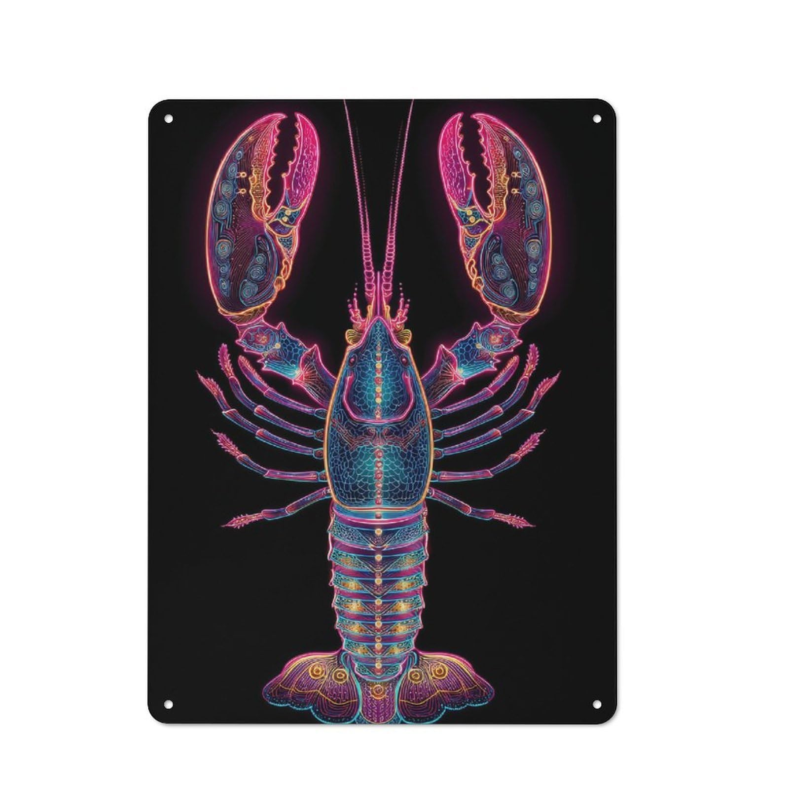 Junmoney Style-11 For Hobby Room Or Studio, Neon Lobster Art Retro Metal Sign 40X30cm, A Decorative Gift For A Newly Furnished Hobby Room And Studio