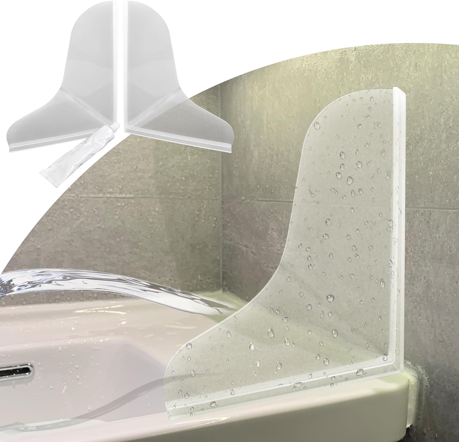 Mofason Silicone Shower Splash Guard, Clear Bathtub Corner