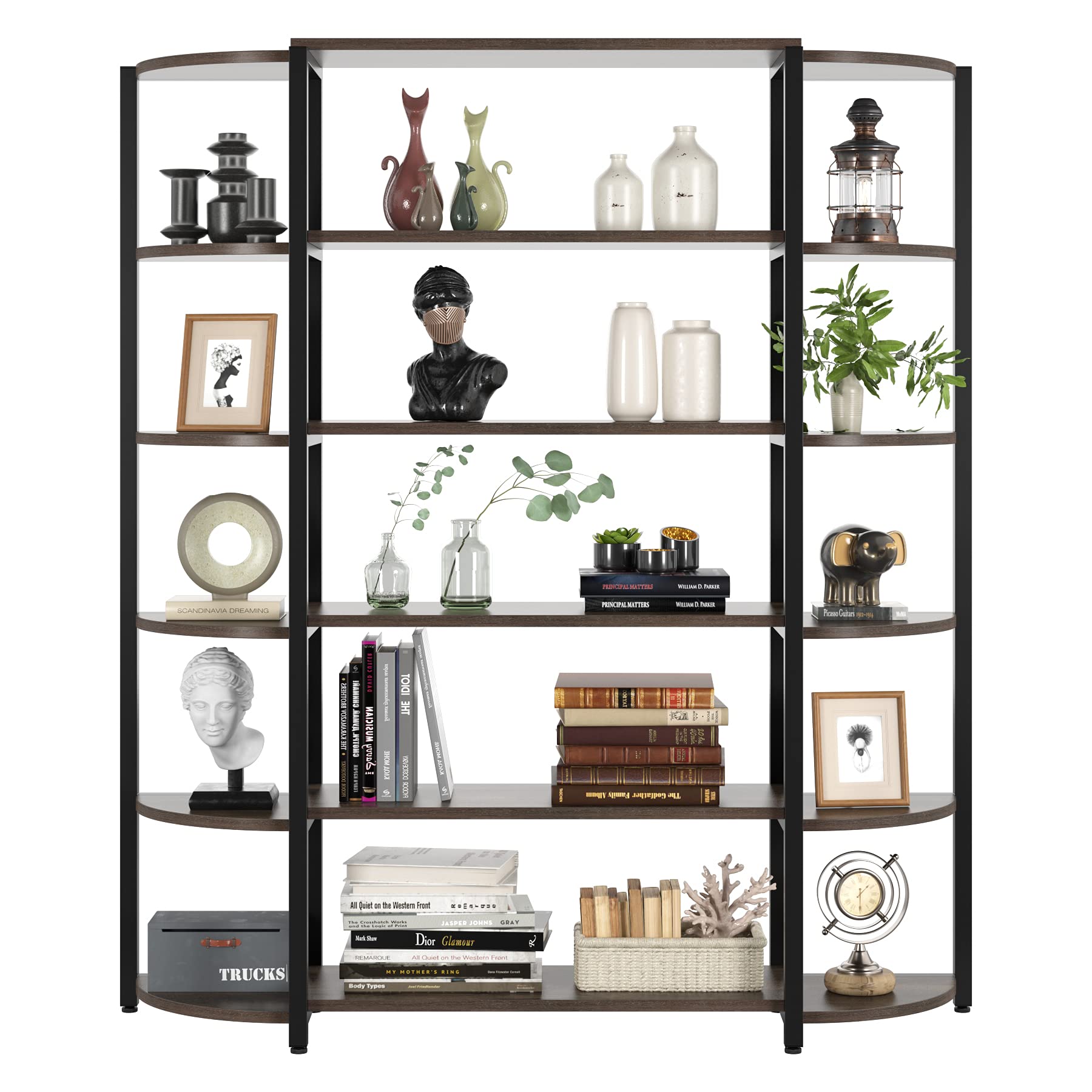 Buy URKNO Triple Wide 6Tier Bookcase, Vintage Wooden Free Standing