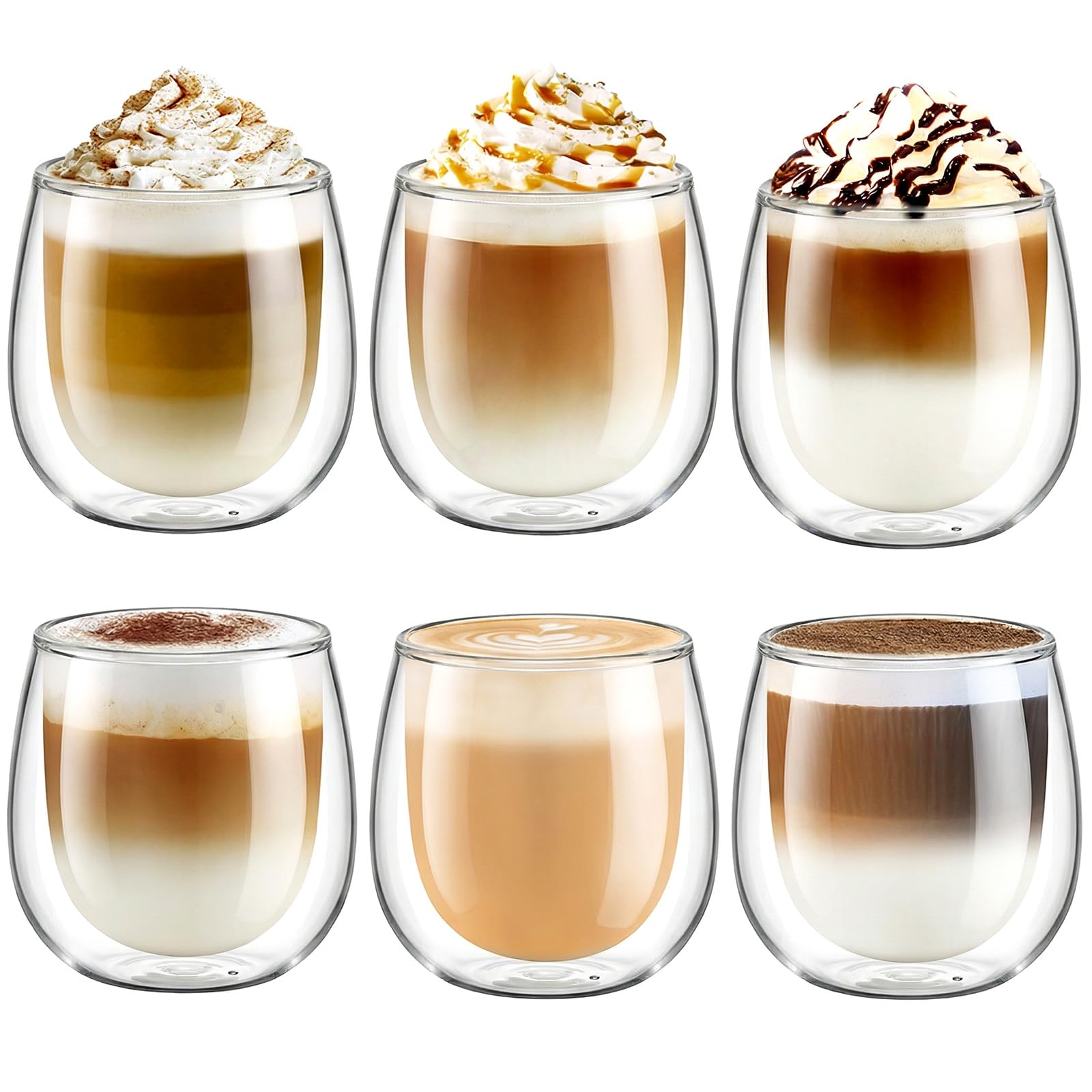 OTIX Dubbelwandige Koffieglazen Koffietassen Koffiekopjes 325 Ml Set Van 6