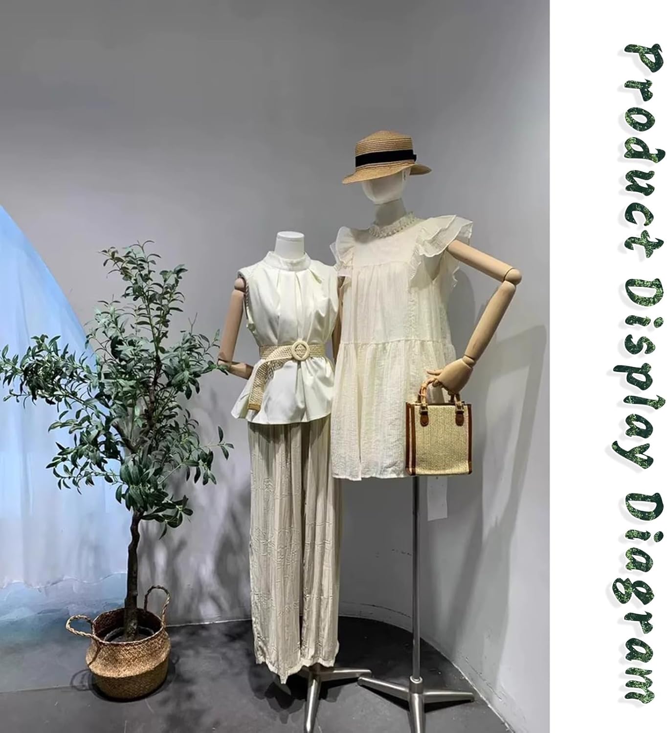 Manikin 61”-77”Height Adjustable Female Dress Model Display Torso Body Rotundity Stand Clothing Forms,ble Manikin,Black