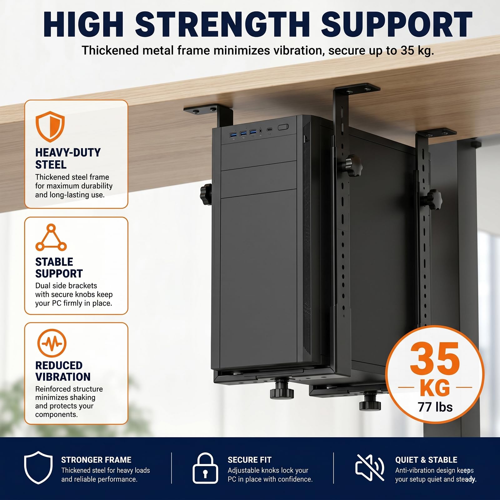 NCONCO Supporto da tavolo per PC per case del computer, regolabile in altezza, universale, stabile fino a 35 kg, salvaspazio, per scrivanie