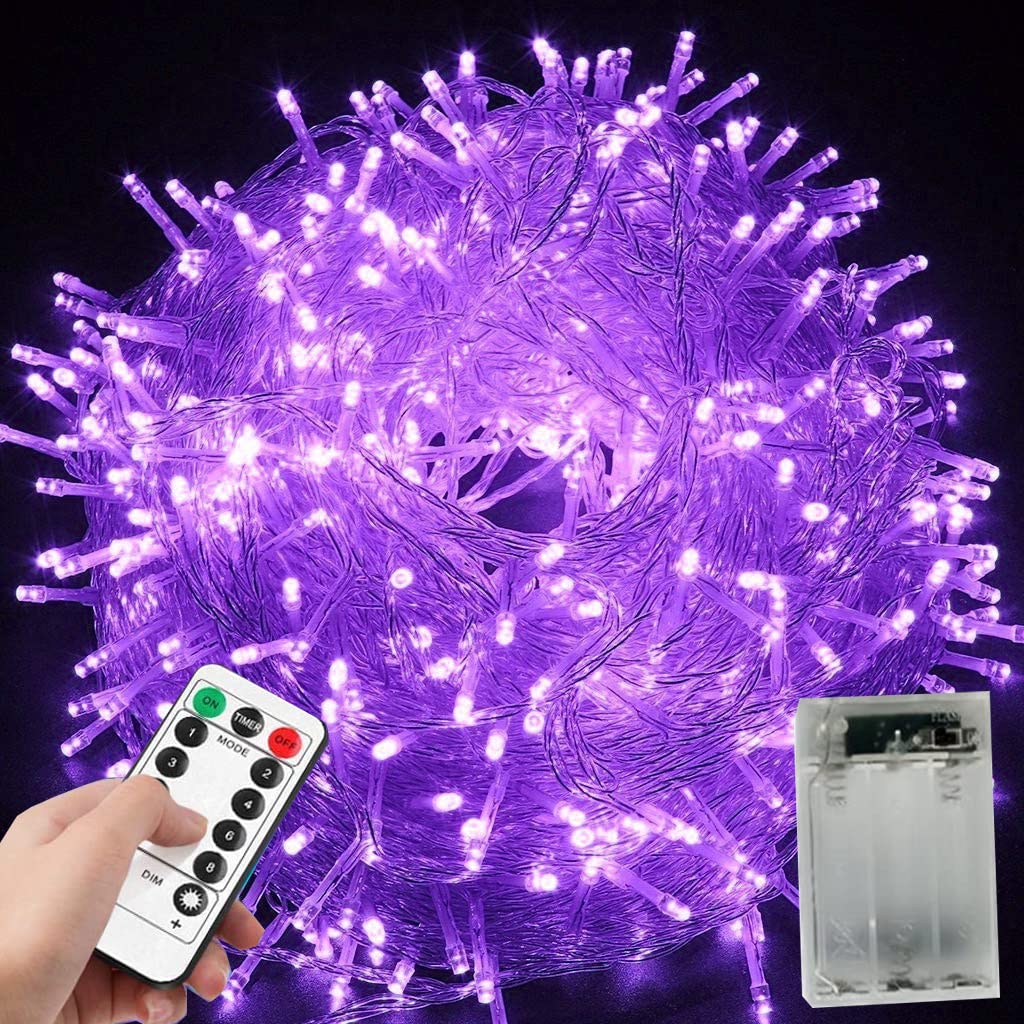 zhonghua Fairy Lights, 10M 80LED Indoor Fairy Lights Outdoor Rope Fairy String Lights Battery with Remote Fairy String Christmas Tree (Purple)