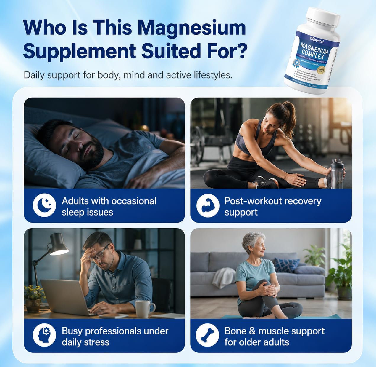 Magnesium Complex 1000mg for Women and Men Magnesium Glycinate, Citrate GMP — Amazon image 3