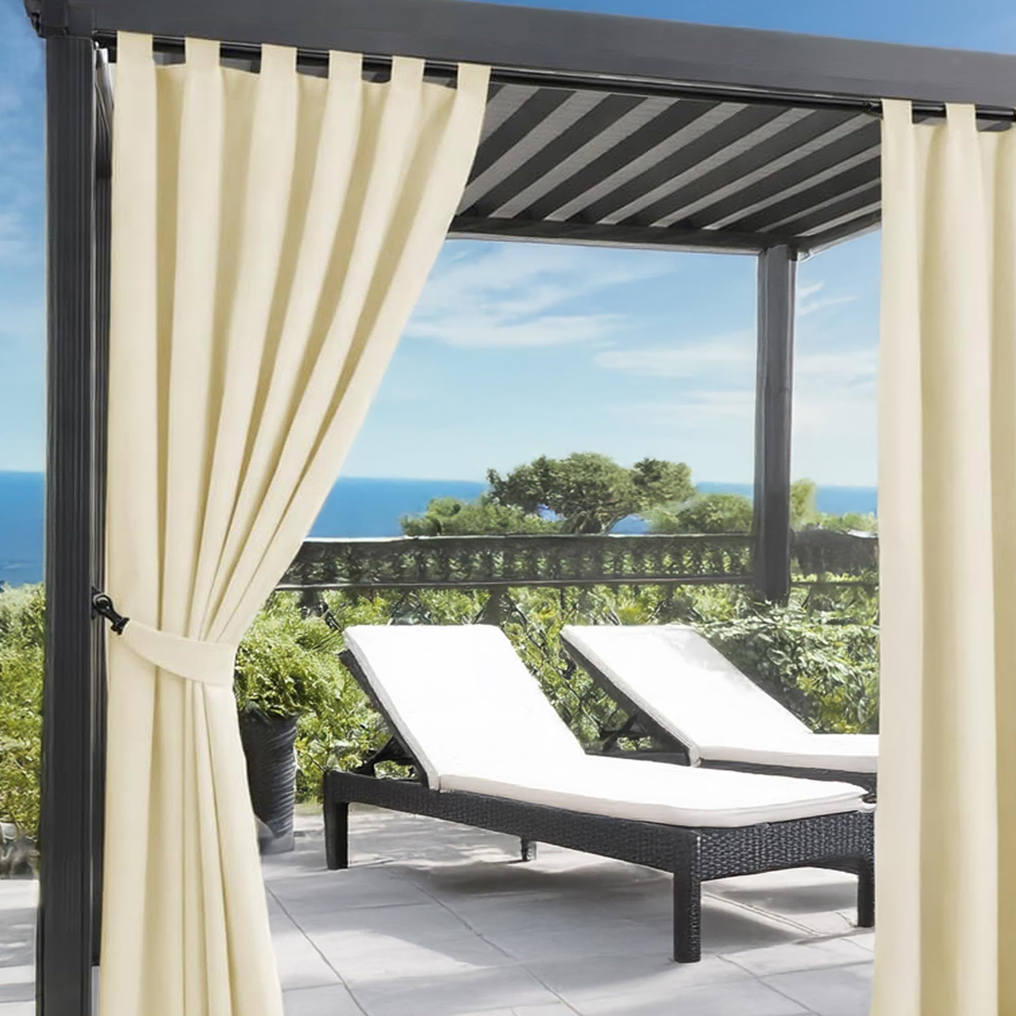 Home Tresor Tenda per Gazebo 160 x 270 cm da Esterno Impermeabile Antivento con Passanti e Bottoni, Oscurante e Lavabile – Idrorepellente per Pergolato Balcone Giardino - 1 Pannello, Crema